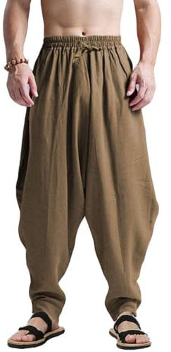 AITFINEISM Hombre Pantalones Harem Cómoda Cintura Elástica Pantalones Moda Color Sólido Casuales Yoga Hippies Pantalones