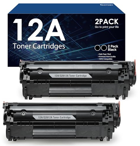 12A Toner Cartridge Replacement for HP 12A Q2612A Work with HP LaserJet 1020 1022 1012 1010 1015 1018 1022n 1022NW 3015 3030 3020 3050 3052 3055 M1005 M1319 M1319F Printer（2-Pack，Black）
