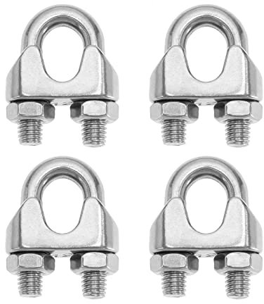SG Store Morsetto per fune metallica M12, 4 pezzi, in acciaio inox 304, clip a forcella per fune metallica, accessori per appendere vele e soffitti ancoraggi
