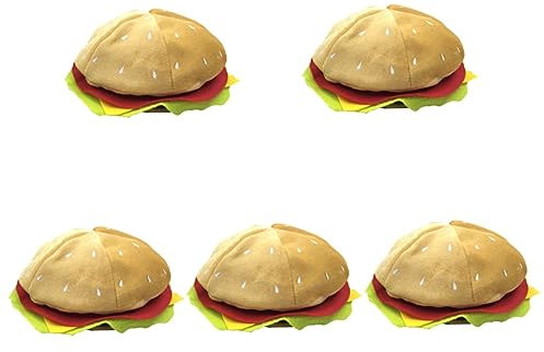 jojofuny 5st Hamburger Hut Hüte Anziehen Lebensmitteldekor Burger-eimerhut Dekorativer Burgerhut Kleider Trendig Mini-kostüm-essenshut Übergroßer Plüschhut Stoff Kleidung Niedlich Reisen