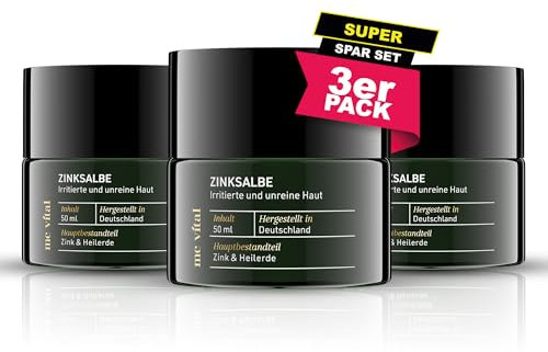 Vitabay Zinksalbe Wundsalbe mit Teebaumöl 50ML vegan (3er Pack) - für unreine Haut Pickel Gesicht Zink Salbe - Wundheilsalben antibakterielle Salbe - Wundheilsalbe Heilerde Haut Zinksalbe hochdosiert