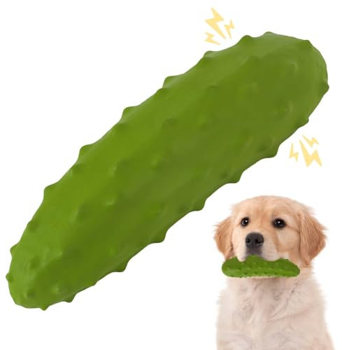 LIFLIX Hundespielzeug Quietschend für Kauer, Harte Kauspielzeug Hund aus Naturkauschuck, Hundespielzeug Robust für Kleine Mittelgroße und Große Hunde, Gurke Form