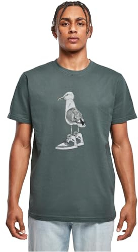 Mister Tee Männlich Ohne Kragen T-Shirt, Grün, XL