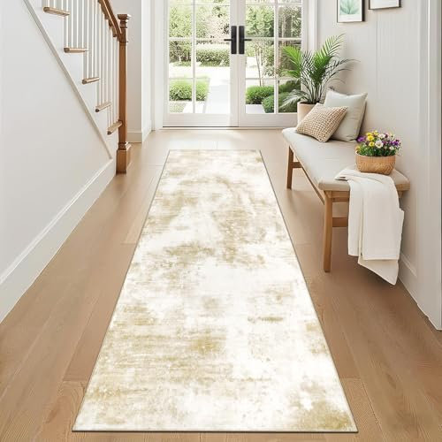SHACOS Runner Rugs for Hallway Carpet Runners for hallways Non Slip, Long Boho Low Pile Hall Carpet Runner Short Pile Area Rug Runner for Hallway, Entryway, Bedroom, Laundry Room, Beige, 65x180cm