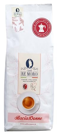 Caffè Re Moro - Miscela BaciaDonne - Caffè Artigianale Macinato per Moka - setoso e denso, origine sud americana e indiana, tostatura medio-scura - 500g