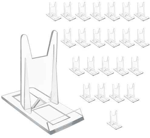 Biaungdo 24 Pcs Acrylic Book Display Stand, Adjustable Clear Display Holder Easel Collector Stand, Compact Desktop Stand for Photos, Postcard, Magazine, Artworks