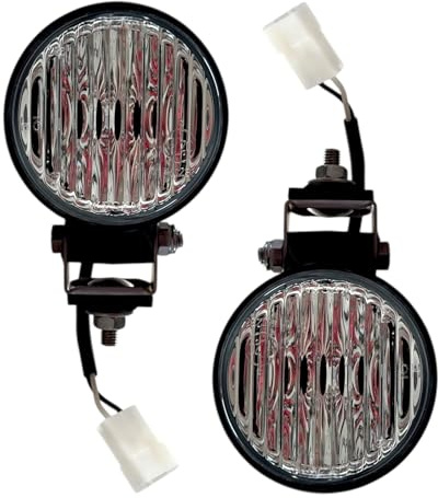 MelTruck Kit 2 Faros Antiniebla Universales H3-12V 24V Ø 84mm - IP66 E20 Homologados - Luces Auxiliares Halógenas Lente de Vidrio para Coche Camión Tractor 4x4 - Montaje de Pie o Colgante