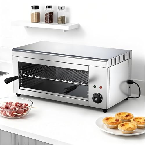 Griglia for salamandra da appoggio,Forno Elettrico in Acciaio Inox,Professionale,intervallo di temperatura 50-300 °C può Essere Utilizzato per Cuocere Pizze, Snack,Salatini E Cibi al Forno(220V)