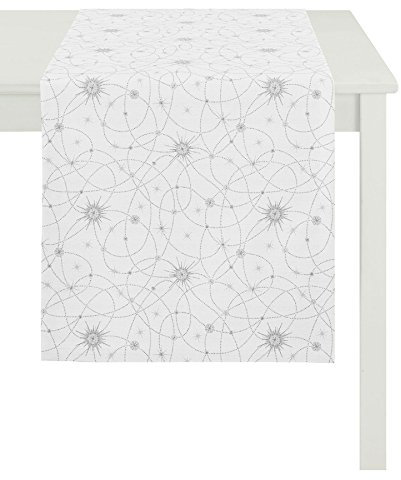 APELT 3009 48X140 88 Tischläufer, Polyester, Silber/weiß
