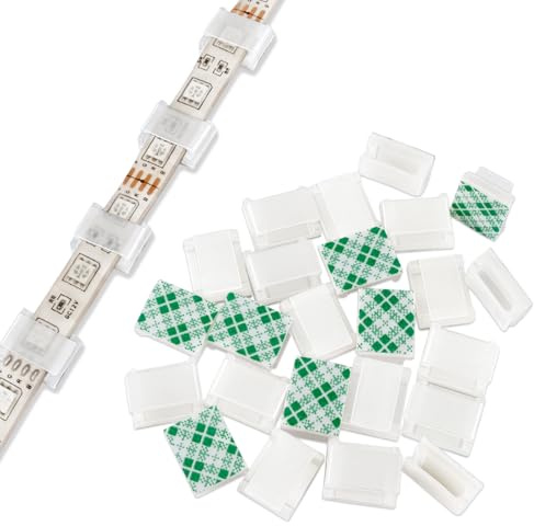 GooChan Strip Light Mounting Clips Self-Adhesive Strip Brackets Holder,100Pack Clamps Fix Light Strip 8mm 10mm 12mm (for 10mm(3/8) Wide Strip Light)