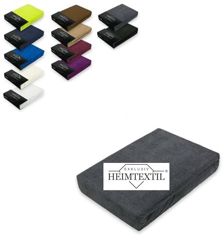 Exklusiv Heimtextil Frottee Spannbettlaken Marke 140-160 x 200 cm 80% Baumwolle, 20% Polyester Öko - Tex Zertifiziert, Markenqualität, Matratzenhöhe bis 25 cm, Anthrazit