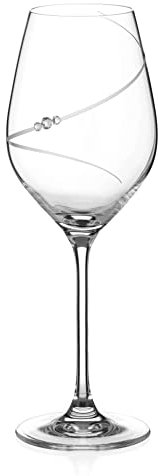 DIAMANTE Swarovski Wine Glass- 'Silhouette' Hand Cut Design Embellished with Swarovski Crystals - Single with Gift Box