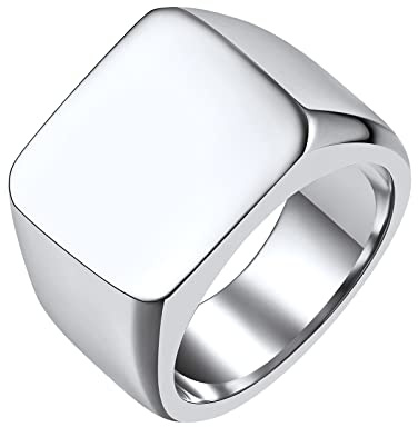 FindChic Anillo de Sello Hombre Tono Plata, Pinky Ring Anillo Menique Declaracion Punk Rock Hip Hop