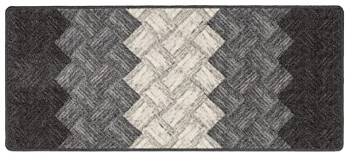 Baroni Home Alfombra de cocina antideslizante, alfombra decorativa lavable, 57 x 140 cm, gris ondulado