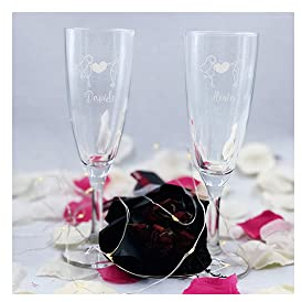 Flûte Calici da Champagne Personalizzati con Nomi Bicchieri da Spumante Incisi con Nome e Testo Data Anniversario Amore Brindisi San Valentino Compleanno Cena Romantica Idea Regalo 2023 Nomi e Cuore