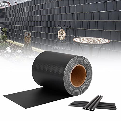 VA-Cerulean Tiras de protección visual de PVC para esteras de doble varilla, valla de PVC con lámina para vallas, protección contra el viento, valla de jardín, opaca, antracita (70 m x 19 cm)