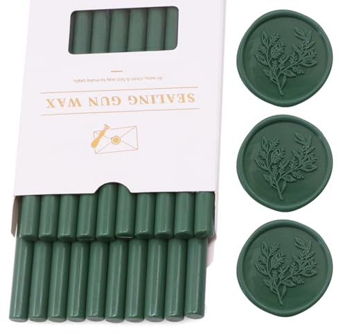 Olive Green Wax Seal Sticks 20pcs, Andotopee Glue Gun Wax Seal Sticks for Wax Seal Stamp, Premium Sealing Wax for Envelope Letter Seal Wedding Invation Craft Adhesive, Great Gift Ideas (Mini Size)