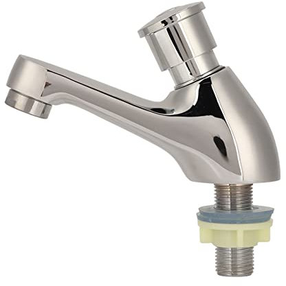 Grifo de Cierre Automático, Grifo Pulsador Lavabo Ahorro de Agua, Grifo de Agua de Tipo Frío Único G1/2, Grifo de Lavabo Temporizado para Baño Cocina Pública
