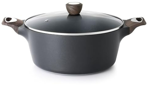 SENSARTE Non-stick soppgryta med lock, 6,2 l stor kastrull | Såsgryta köttkruka med glaslock för alla typer av spisar, induktionskompatibel, hälsosam, diskmaskinssäker