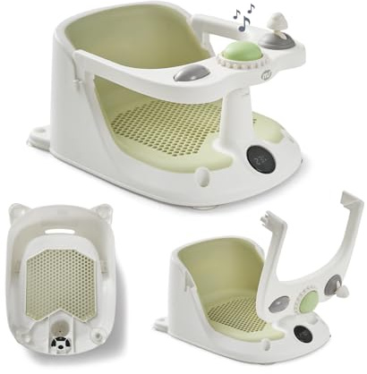 MS BabyWorld Siège de douche antidérapant pour enfants avec température de 6 à 24 mois, chaise de baignoire ou douche avec barre pour un placement facile du bébé Vert