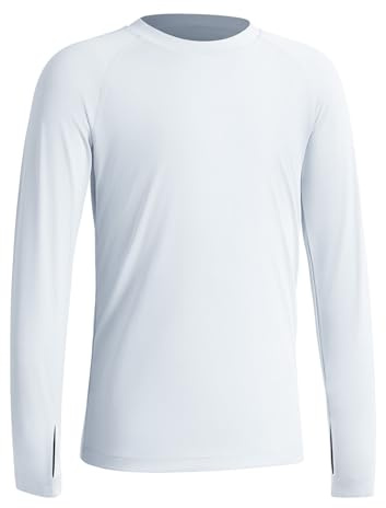 Niksa T-shirt à manches longues UV à séchage rapide pour adolescents avec facteur de refroidissement et doux pour la peau, UPF 50+, parfait pour rashguard et activités de plein air, lot de 1
