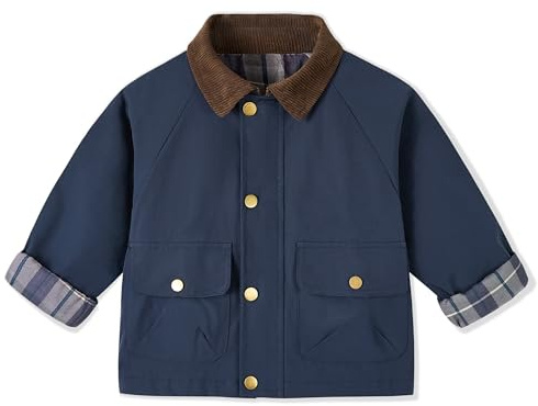 Volunboy Vintage Utility barnjacka för pojkar: lätt vindjacka med fickor, 2–8 år, Marinblå, 4-5 år