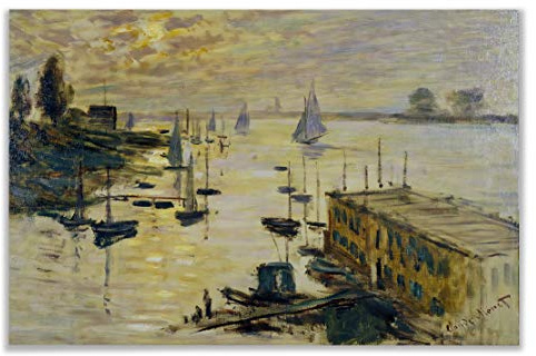 Monet Wall Art Collection The The Basin of Argenteuil, 1874 Canvas Prints Wrapped Gallery Wall Art | Stretched and Framed Ready to Hang 36X48,