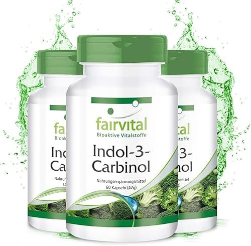 Fairvital | Indol 3 Carbinol Kapseln - 180 Kapseln (60x3) - HOCHDOSIERT - I3C Kapseln mit Brokkoli-Pulver - VEGAN