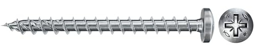 fischer 200 x Chipboard Screws Power-Fast II 4.5 x 50 Pan Head with Phillips Fully Threaded Galvanised Blue Passivated (Item No. 670340)