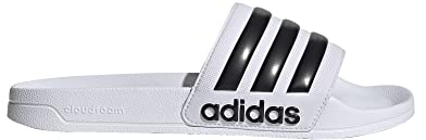 adidas Unisex Adilette Shower Slide Sandal, White/Core Black/White, 11 US Men