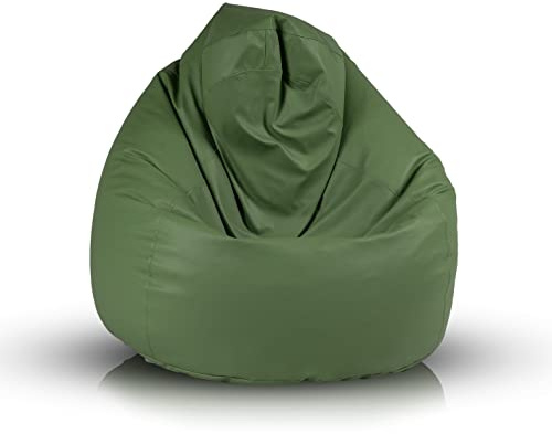 Ecopuf Fuzzy Pouf Fåtölj i konstläder - vadderad puff med dubbel dragkedja anti-läckage - 80 x 110 cm