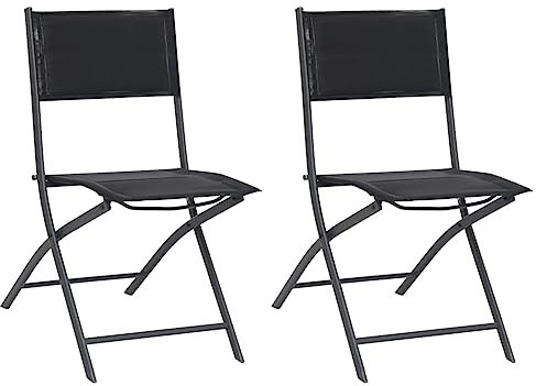 vidaXL 2X Gartenstuhl Klappbar Klappstuhl Bistrostuhl Stuhl Campingstuhl Terrassenstuhl Balkonstuhl Essstuhl Gartenmöbel Stahl Textilene