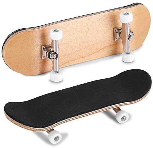 Nikou Finger Skateboards, Mini Griffbrett DIY Professionelle Lagerrad Ahorn Holz Fingerboard Finger Skateboard für Kindergeschenke, Top-Mitgebsel Kindergeburtstage(Weiß)