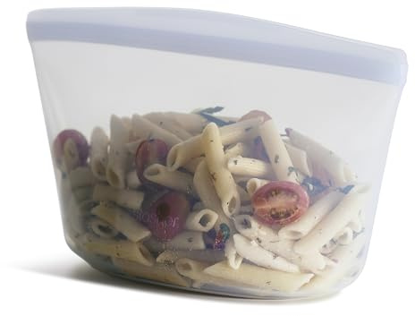 Stasher Silicone Reusable Storage Bag, 6-Cup Bowl, Reusable Freezer Bags, Microwave, Dishwasher, Oven Safe, Sous Vide, Premium Lunch Container, Eco Friendly, Food-safe Silicone Snack Bag, 48 oz, Clear