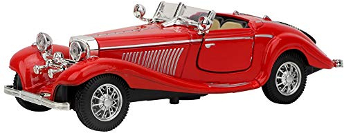 Oldtimer-Modell, Hohe Simulation, Miniaturlegierung, Zurückziehbares Auto, Spielzeug, Geschenksammlung, Dekoration mit Soundlicht(Rot)