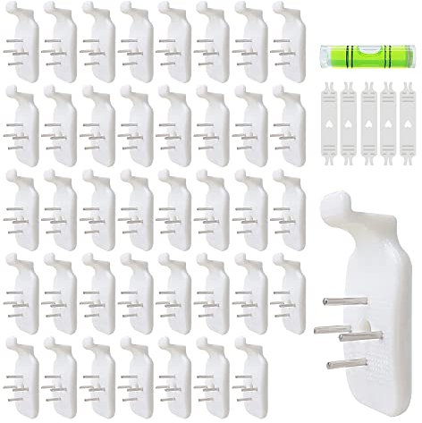 HLIWS Crochet béton,Cadre Photo Crochet Photo Mur-40 Pièces,Crochet Mural en Plastique Invisible,idéal pour suspendre un cadre photo,une horloge