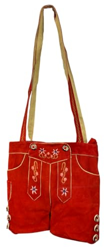 Albsales Trachtentasche Dirndltasche Handtasche echt Leder Handtasche Oktoberfest Wasen (Rot)