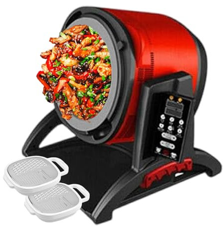 forplubossmmp Máquina De Cocina Automática para Uso Comercial - Máquina Automática para Saltear con 7 Niveles De Potencia De Fuego - Vaporera De Alimentos De 6L - Multicocina Eléctrica 2200W