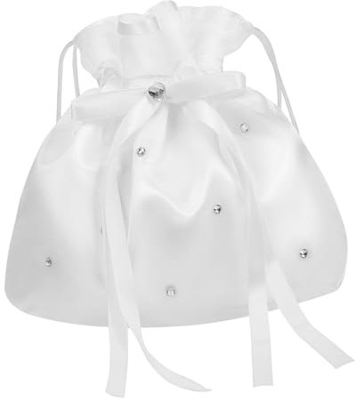 MOBUTOFU Souvenirtasche Satin-Geldbörse Brautjungferntaschen Tasche für Blumenmädchen Brautjungfernbeutel Brautgeldbeutel Hochzeitsgeschenktasche Brauthochzeitstasche Brautbeutel Stoff Weiß