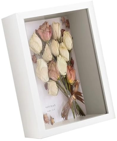 TMRBBesty ﻿Cornice Portafoto 3D,3D Cornice Profonda Scatola,Profonda 3cm Cornice Foto,Cornice Profonda,Molto adatto per foto bouquet di nozze e decorazioni fai da te,Bianco,15.2 x 20.3cm