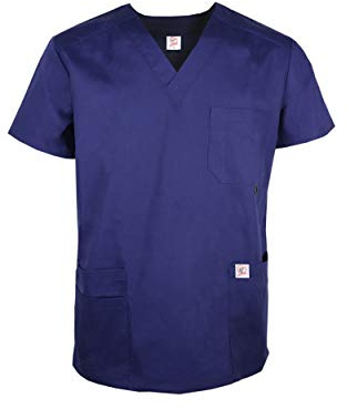 JONATHAN UNIFORM Mens Functional Scrub Tunic Top with 4 Pockets | Short Sleeve Work Uniform Top with ID Ring for Dental, Vet, Elderly Carer, Clinic, Massage, Beauty