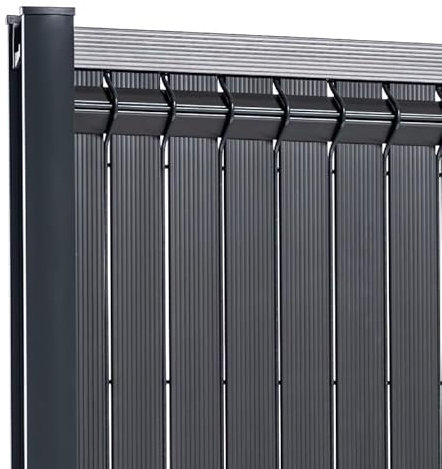 KIT OCCULTANT CLOFENCE LATTE PVC POUR PANNEAU DE GRILLAGE RIGIDE, BRISE VENT GRIS RAL 7016 (1M23)