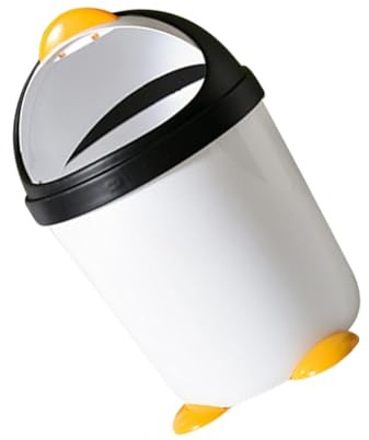 ROMISBABA Papelera De Plástico Tapa Abatible Para Coche y Oficina, Diseño Negro y Blanco, Capacidad Amplia, Base Estable, Organizador De Basura Multiusos Para Escritorio y Dormitorio