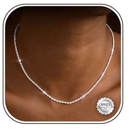 Dochais Collar Mujer de Plata Mujer 925 Ley Cadena Uomo 2mm/3mm Fina 41/46/51/56 cm Cadena Plata Joyeria Regalo Ideal para Colgantes o Capas