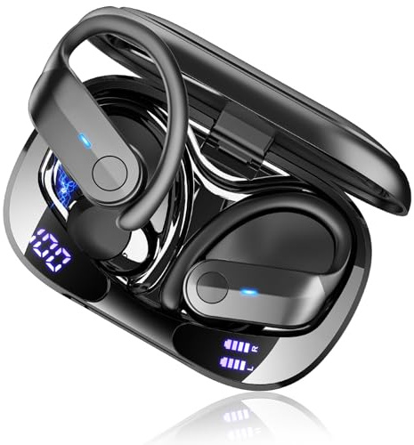 Wireless Earbuds, 2026 New Sports Bluetooth 5.4 Headphones Running with 70Hrs 6D Deep Bass, IPX8 Waterproof ENC Noise Cancelling Earphones with Earhooks, Over Ear Buds, USB-C Headset for Workout/Gym