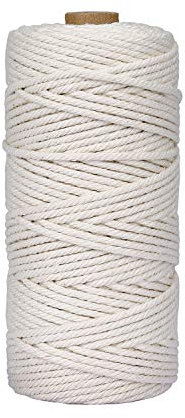 Cuerda de Macramé 3 mm x 100 m Cuerda Cordel de Algodón para Envolver Regalo Navidad Colgar Fotos Manualidades Costura DIY Artesanía