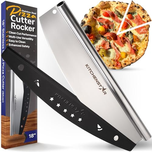 18-Inch Pizza Cutter Rocker Blade, 304 Stainless Steel Slicer Knife, Silver