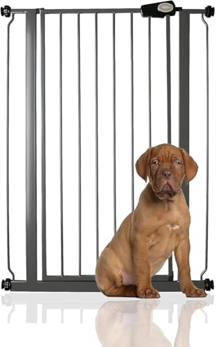 Bettacare Extra Tall Pressure Installed Premium Pet Gate, 75cm - 83cm, Slate Grey, Pressure Fit Stair Gate for Dog, Safety Barrier for Puppy, Easy Installation