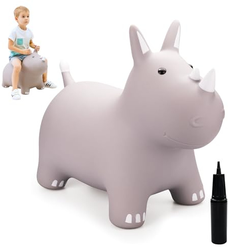 ZOOJOY Bouncy Horse Animals Hopper,Inflatable Bouncing Horse Jumping Animals for Toddlers,Ride On Hopping Toys for Girls/Boys,Great Gift W/P (Grey)