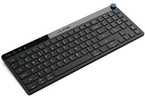 JLab JBuds Wireless Keyboard, Black, 95 Keys, Connect Via Bluetooth or USB Wireless Dongle, Multi-Device Toggle, Soft Touch Keys, Smart Media Knob, Custom User Profiles, Rechargeable (1 Pack)